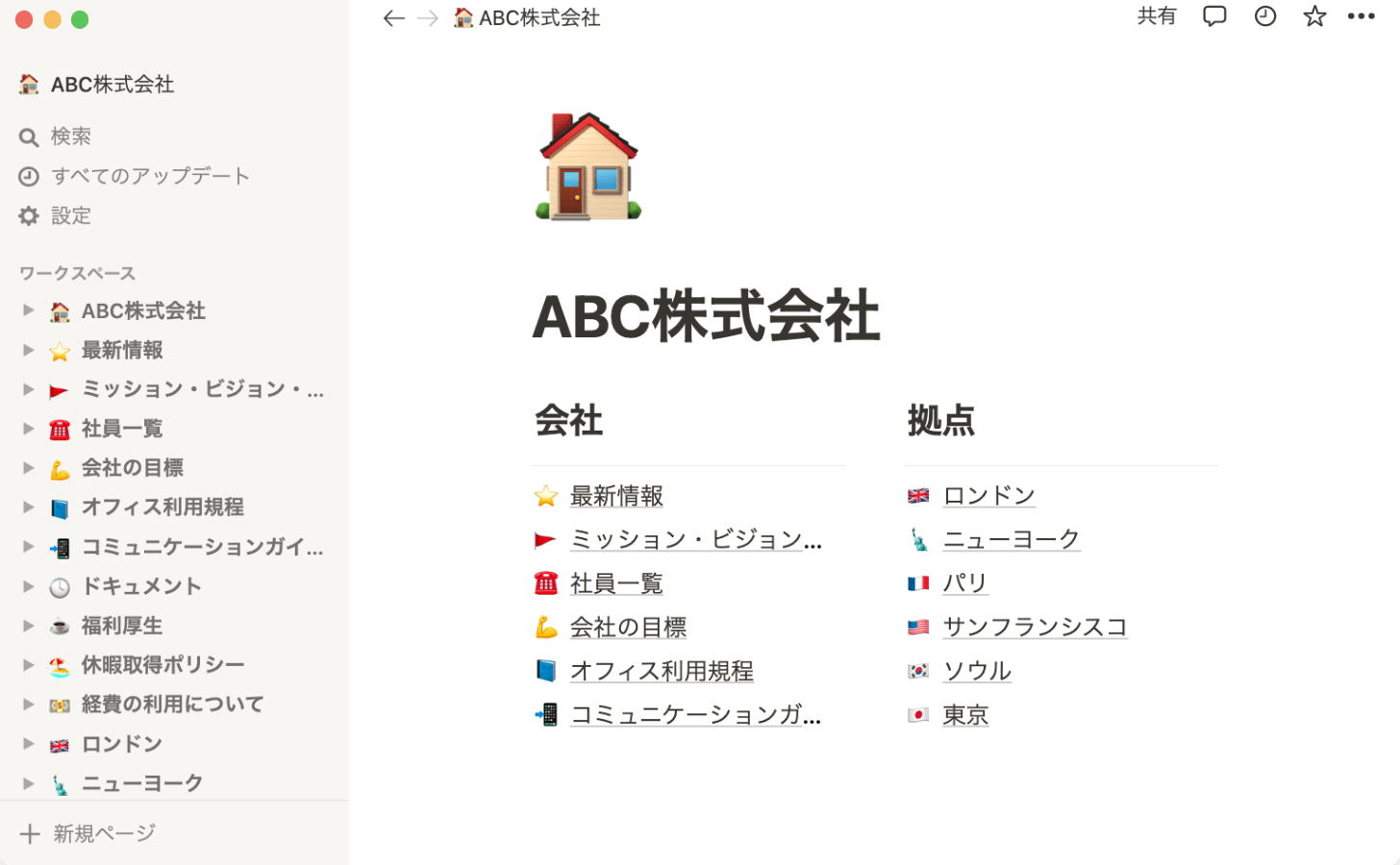 マニュアル作成ツールとして使えるNotionのサンプル画像です。